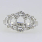 14K White Gold Semi Mount Ring Setting Oval OV 8X6mm PJM22091R - 1 - Syzjewelry